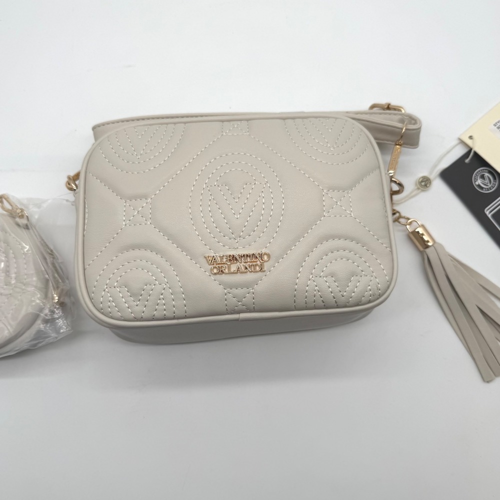 Valentino‎ Orlandi Bone Quilted Crossbody Bag Chain Strap Coin Purse retail $310